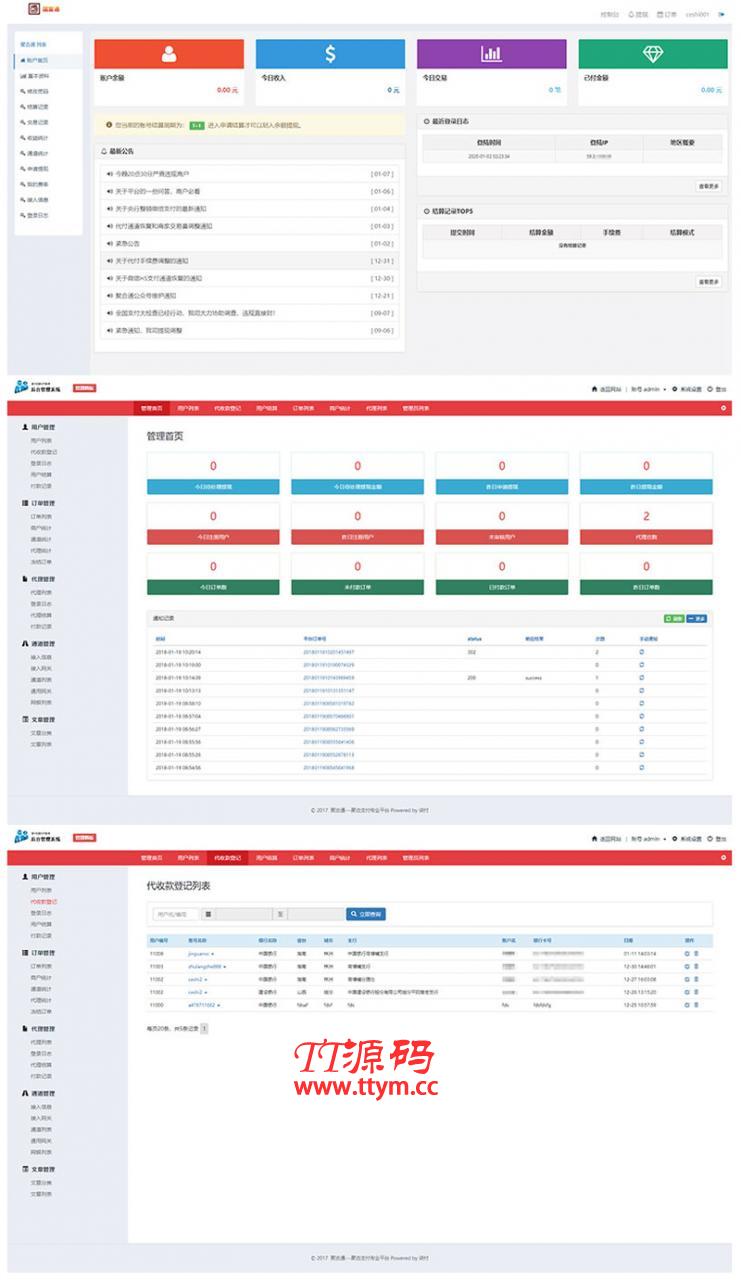PHP聚合通支付系统源码 全开源+国富通+代付模式+代理商模式