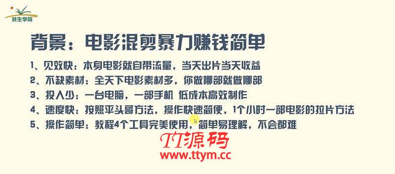 某团队电影混剪快速赚钱项目（技术篇）7天上手日入500左右