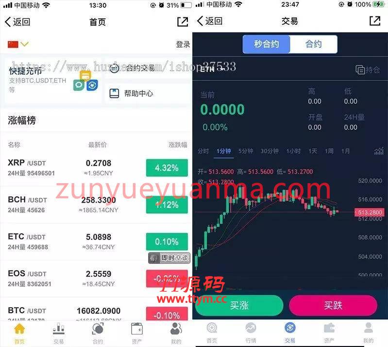 某站6000元的交易所合约/虚拟币区块链完整无缺整站打包，行情正常