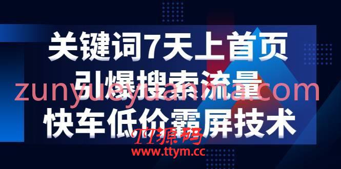 电商关键词七天上首页引爆搜索流量视频教程 快车低价霸屏技术5节课全