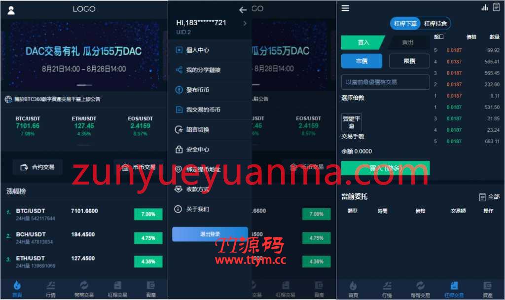 交易所多语言源码+完整数据/币币交易/法币交易/C2C交易/合约交易