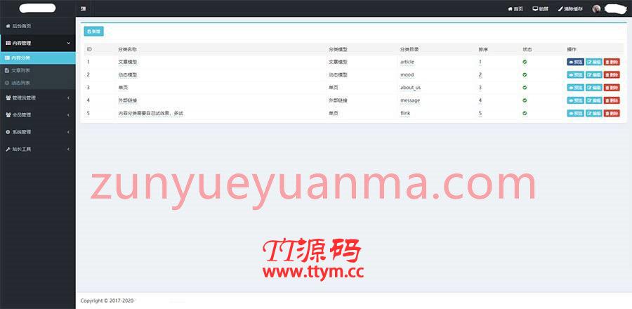 ThinkPHP6内核通用网站后台权限管理系统源码