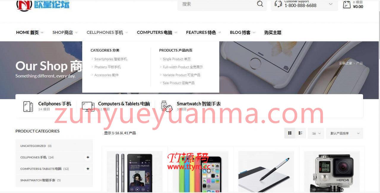 C255 wordpress主题_购物商城主题源码电子商务外贸网站汉化版