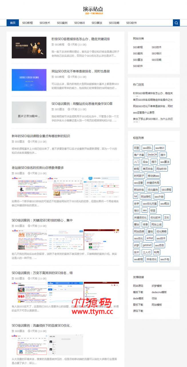 SEO博客优化网站源码 响应式SEO教程资讯类网站织梦模板 自适应手机版
