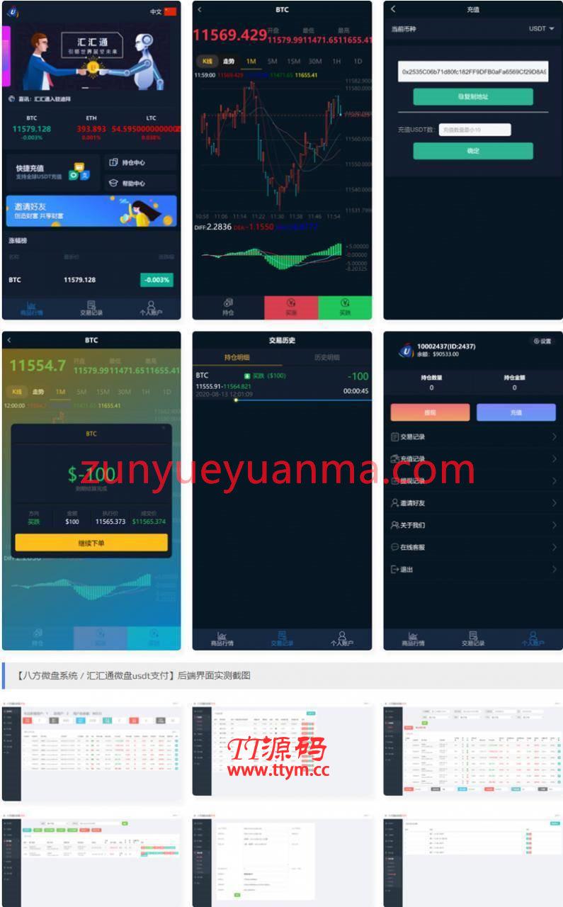 汇汇通微盘USDT支付完美运行K线正常完整数据版 带3种语言