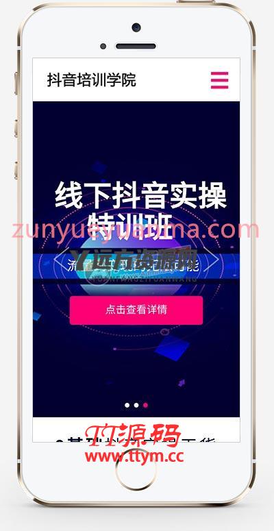 (自适应手机版)响应式抖音红人培训小视频拍摄技巧培训机构织梦模板
