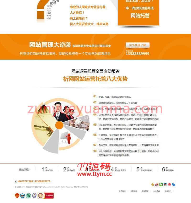 橙色大气网络工作室织梦模板 营销型网站建设模板