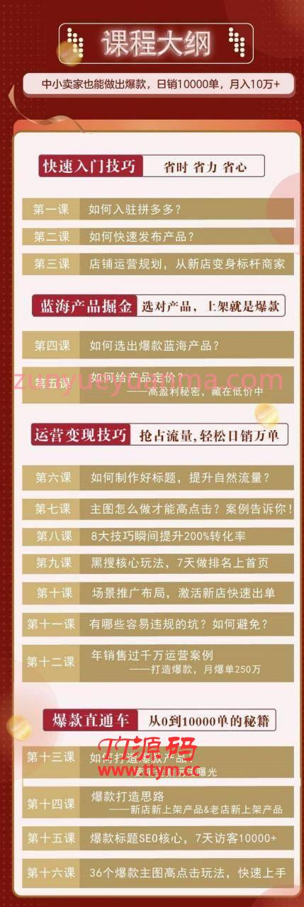 拼多多爆款实战攻略视频教程 中小卖家也能做出爆款