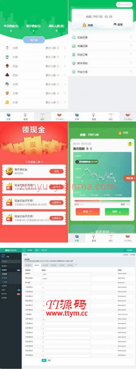 小清新绿色UI币圈推广K线正常免公众号交易系统源码 支持对接免签支付