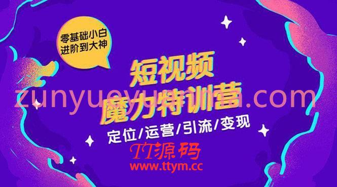 短视频魔力特训营零基础小白进阶到大神 定位+运营+引流+变现系列课程
