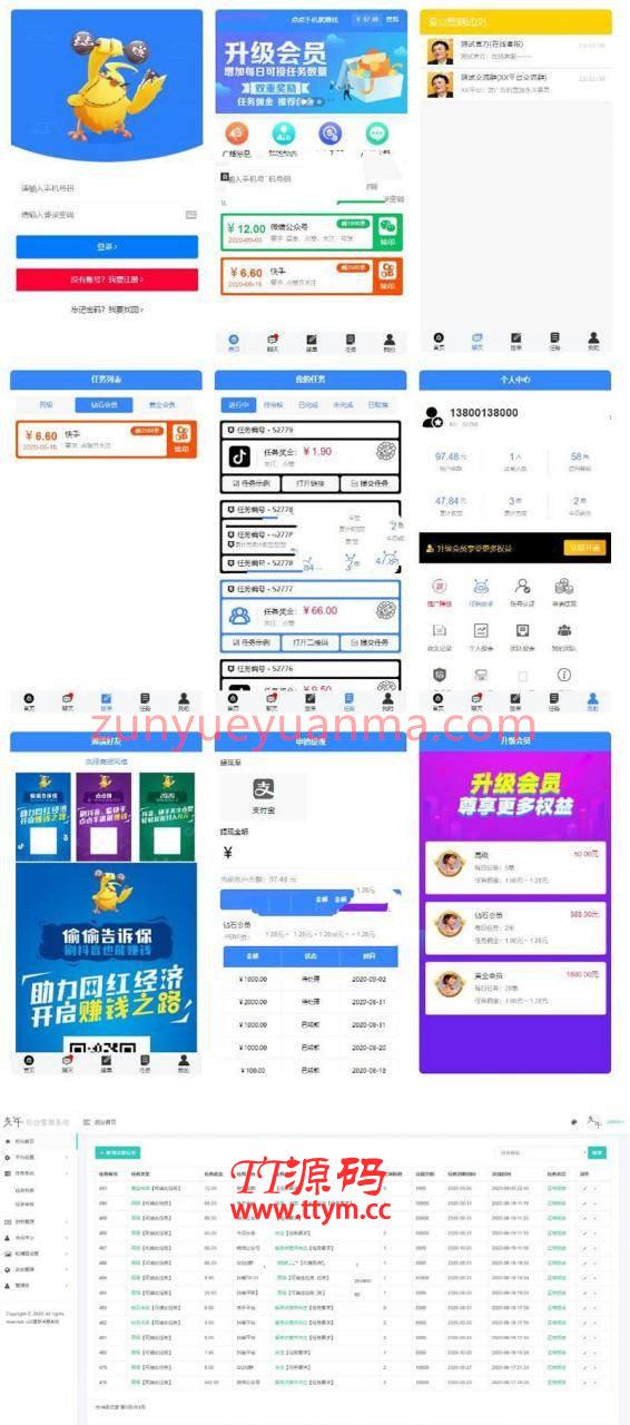 新蓝色UI抖音快手点赞任务系统网站源码 带后台模板