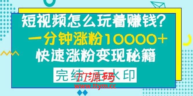 短视频怎么玩着赚钱？一分钟涨粉10000+快速涨粉变现秘籍（完结)