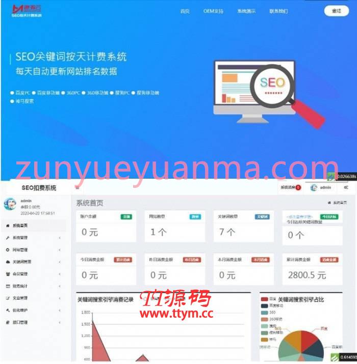 PHP最新SEO关键词按天优化扣费网站系统源码