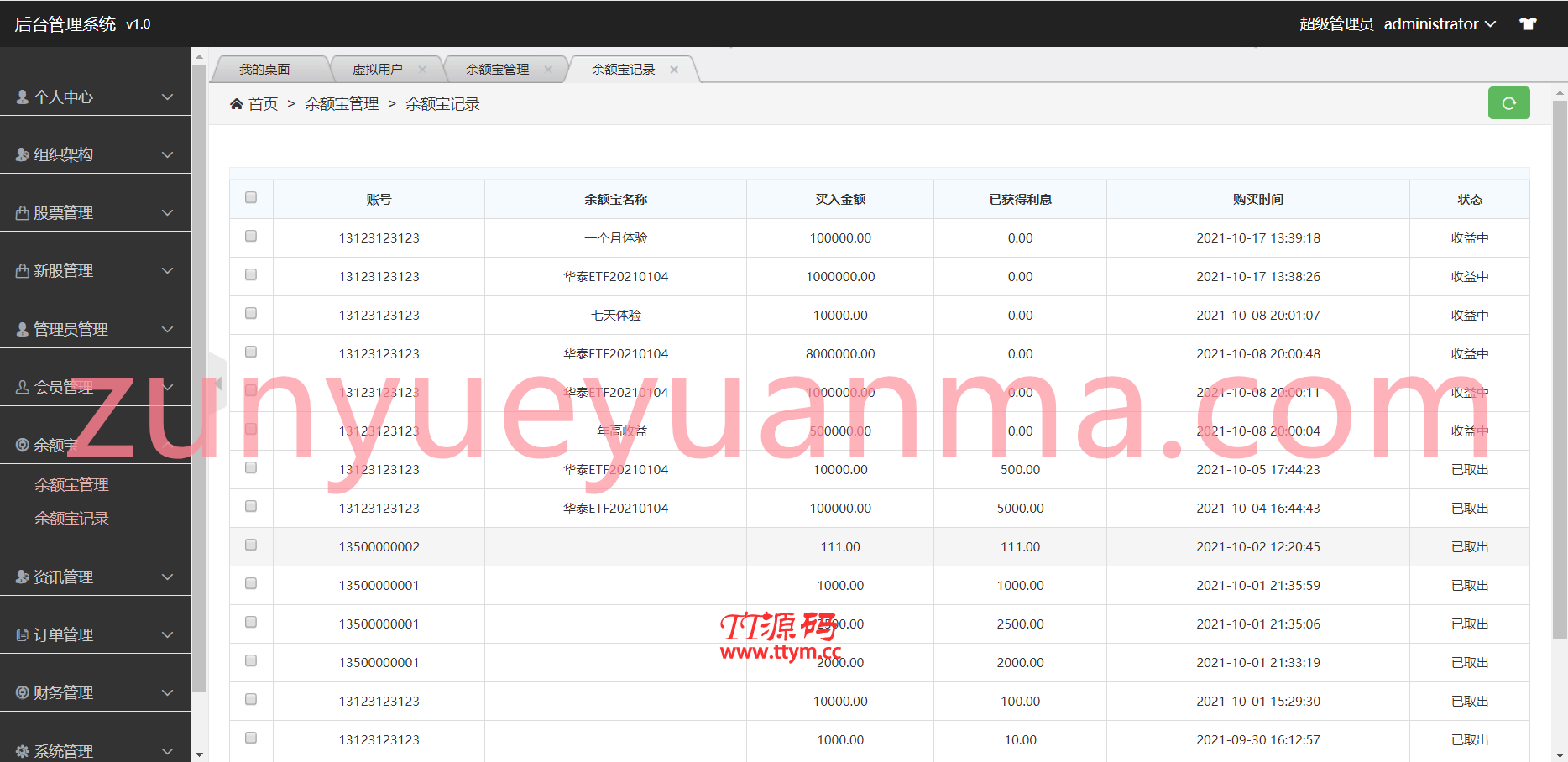 【收费源码】全新股票php版本纯源码,采用tp框架,带打新功能,功能完善,可随意二开,绝对的运营版本