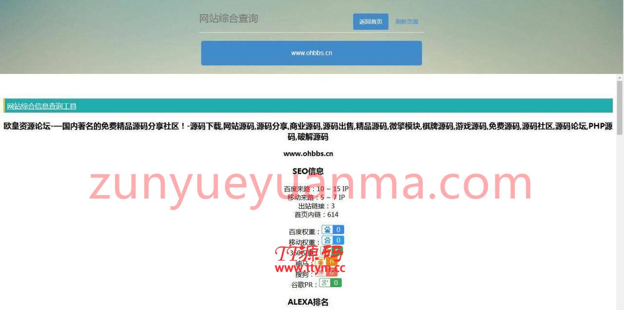 P20 网站站长综合seo查询工具源码