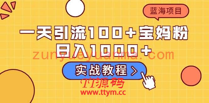 一天引流100+宝妈粉，日入1000+马上持续变现 蓝海项目（视频教程）