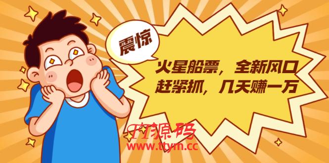 火星船票，全新风口赶紧抓，几天赚一万+摆地摊卖尾货月入一万（5个项目）