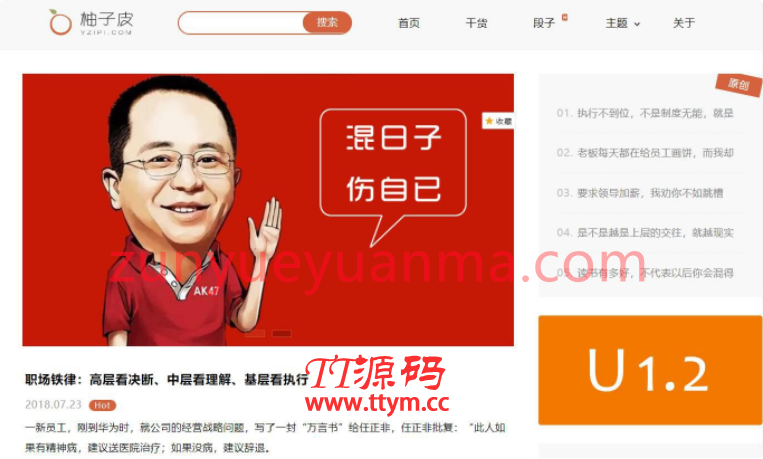 wordpress博客主题柚子皮5.7去限制无限制版笑话段子主题模板