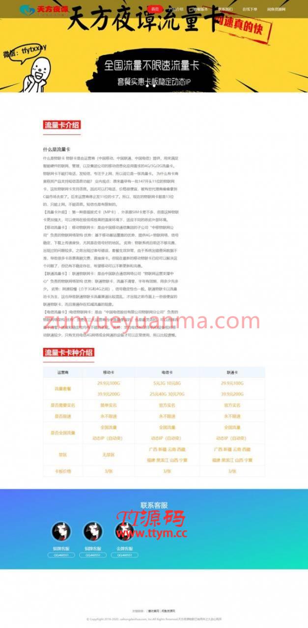 HTML商城页面模板流量卡介绍专题网页源码下载