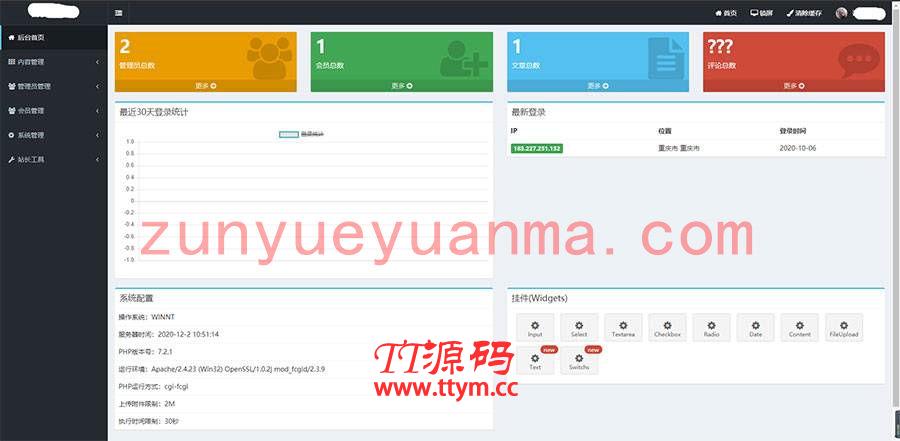 ThinkPHP6内核通用网站后台权限管理系统源码