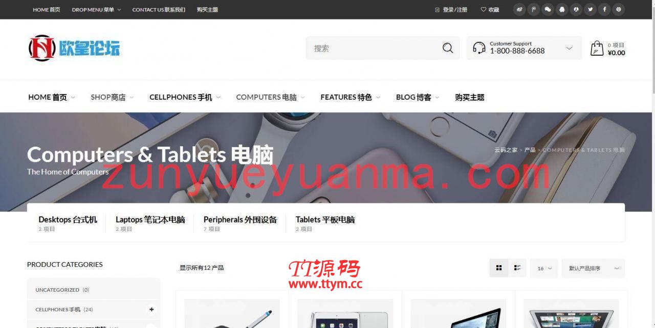 C255 wordpress主题_购物商城主题源码电子商务外贸网站汉化版