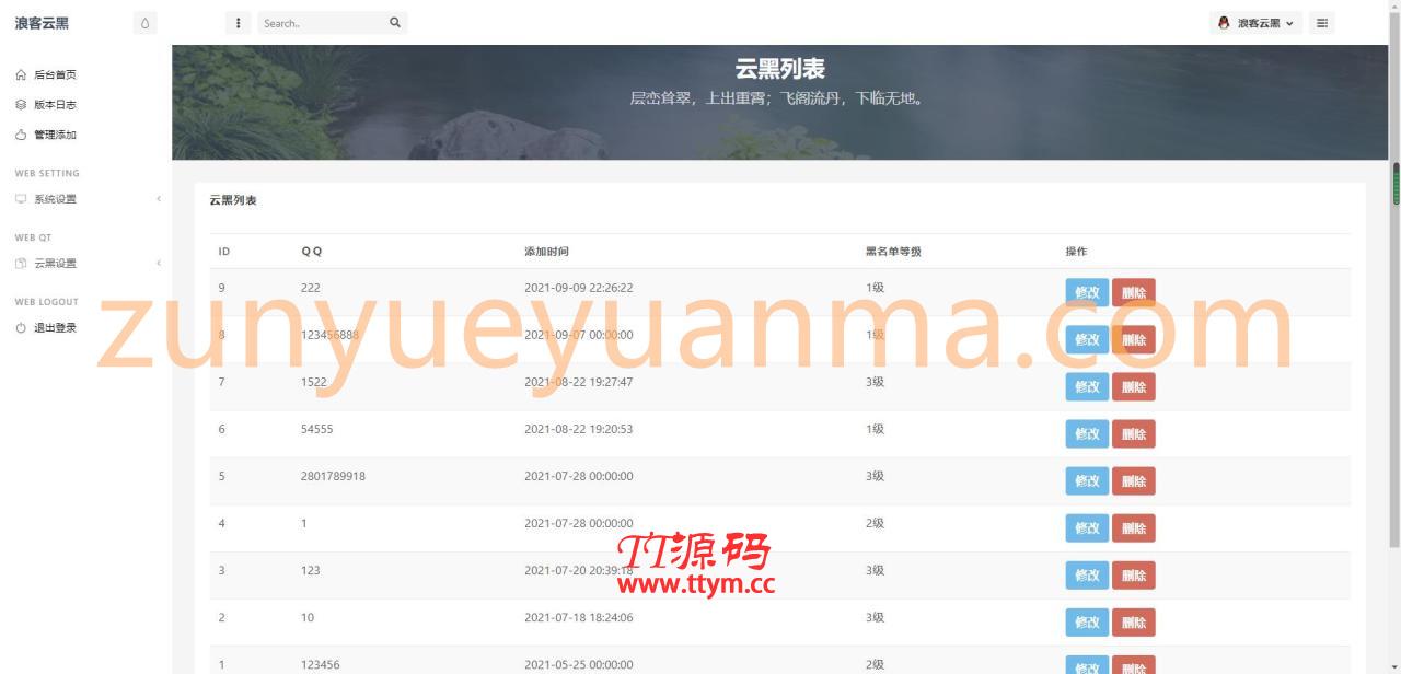 新版PHP源码 云黑系统 浪客云黑3.0 黑名单系统