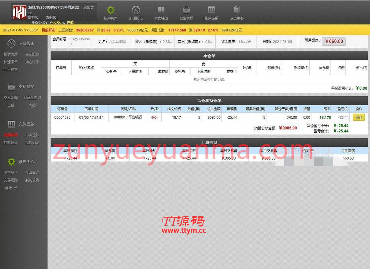 A1065 【T+0】PHP股票证券线上配资融资融券模拟交易、模拟盘平台系统源码