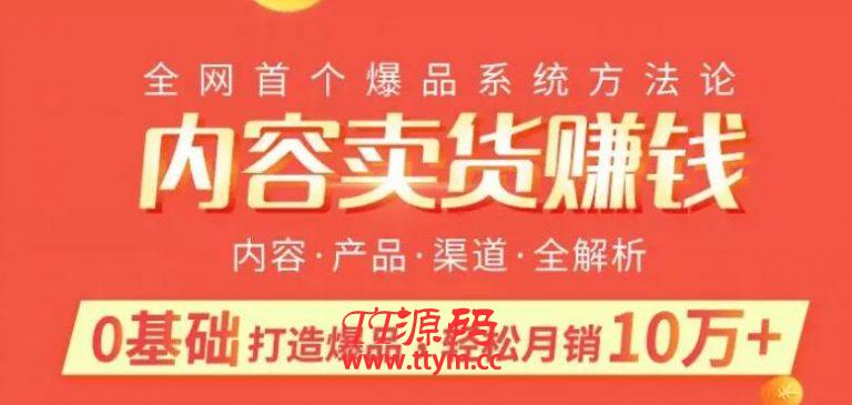 内容卖货赚钱最新教程_0基础打造卖爆品，每月轻松躺赚10w+